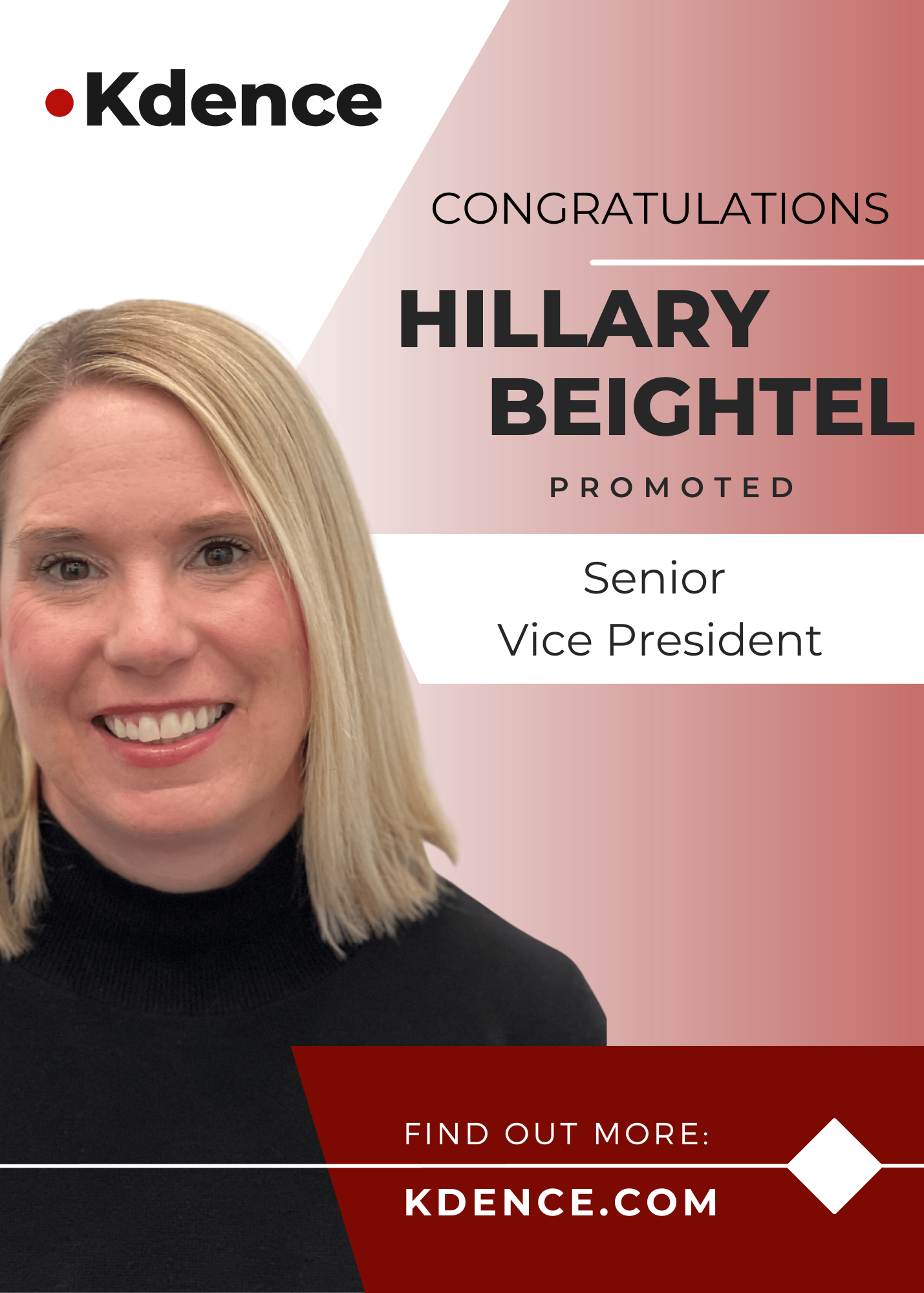 Congratulations, Hillary Beightel, promoted Senior Vice President